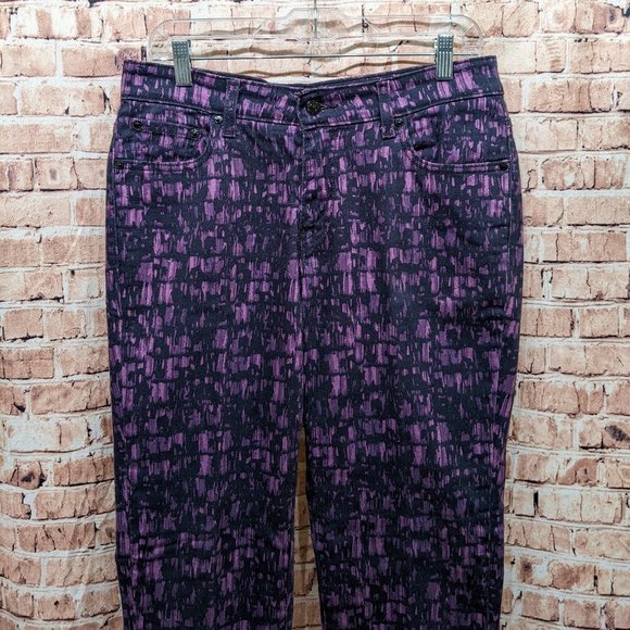 Levi's Jeans Mid Rise Skinny Purple and Blue Abstract Size 12M W31 L32 - Picture 3 of 16